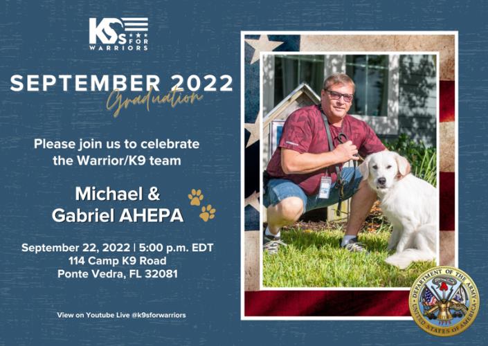 Gabriel AHEPA, Power District 4, Service Dog for Warriors